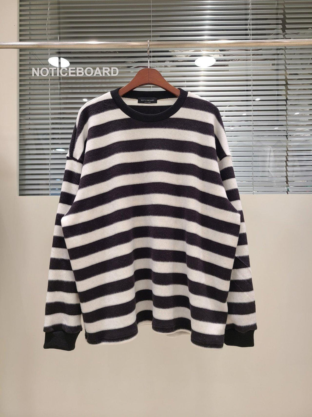 Oversized Fuzzy Knit Striped Sweater, Soft Pullover