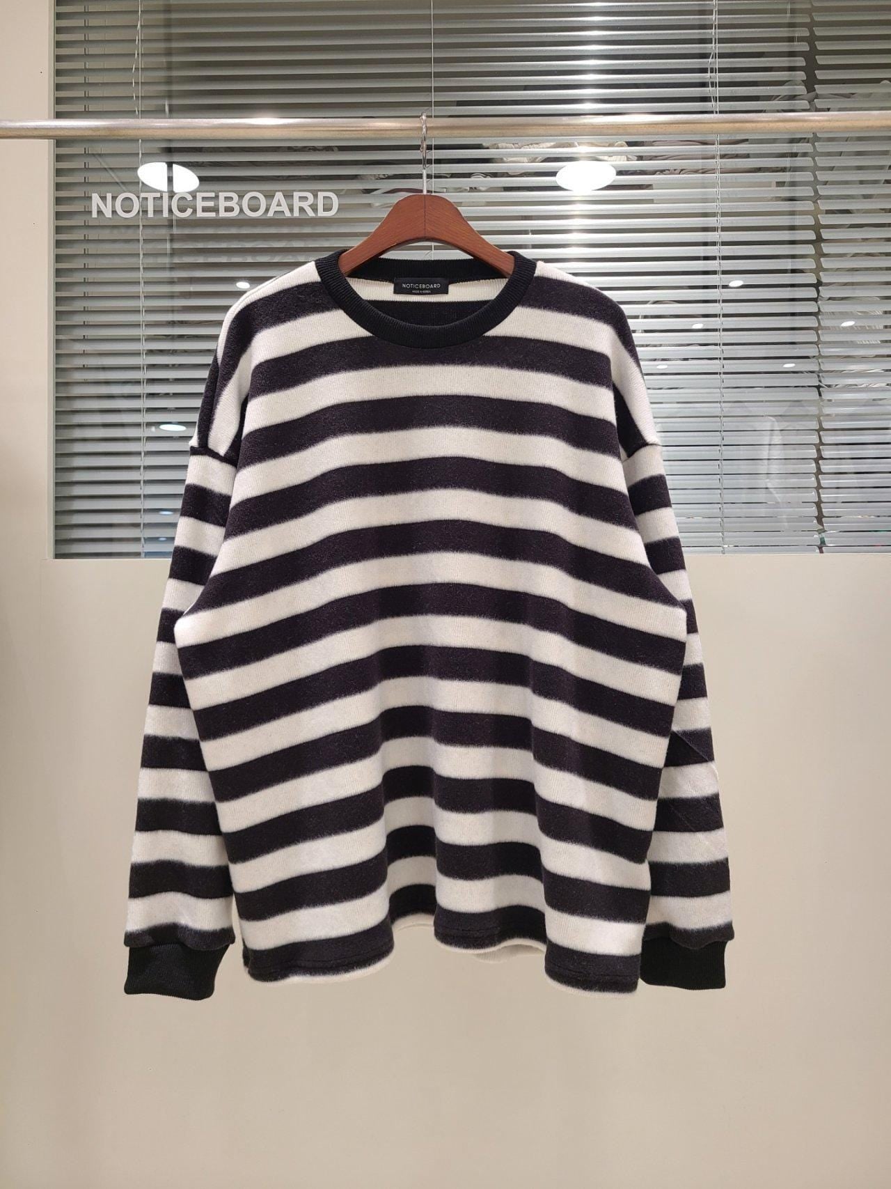 Oversized Fuzzy Knit Striped Sweater, Soft Pullover