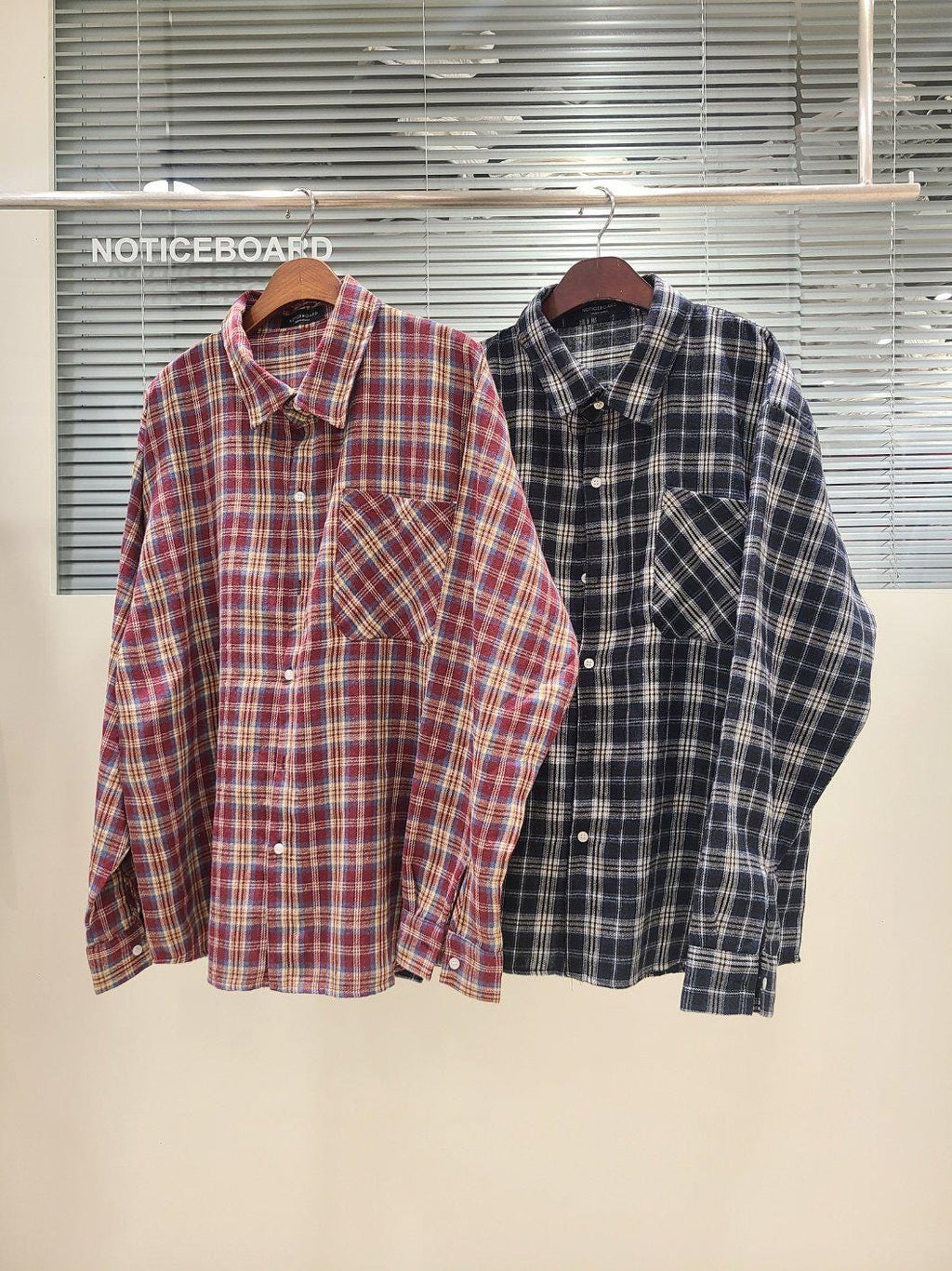 Oversized Plaid Cotton Shirt, Unisex Checkered Button-Up, Loose Fit Layering Top