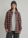 Oversized Plaid Cotton Shirt, Unisex Checkered Button-Up, Loose Fit Layering Top