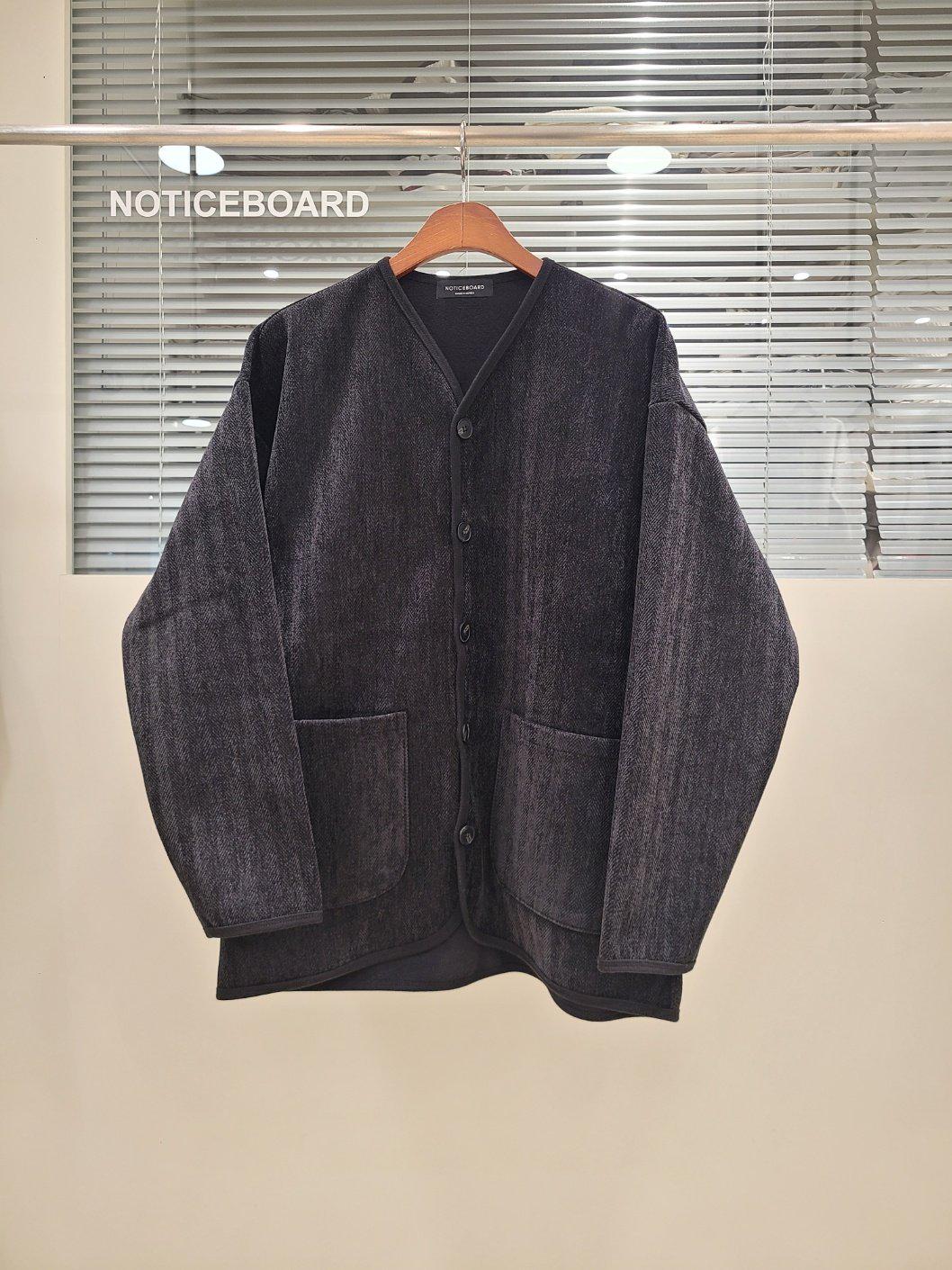 Herringbone Inner Jacket, Collarless Button Layering Outerwear, Boho Style Beige Polyester