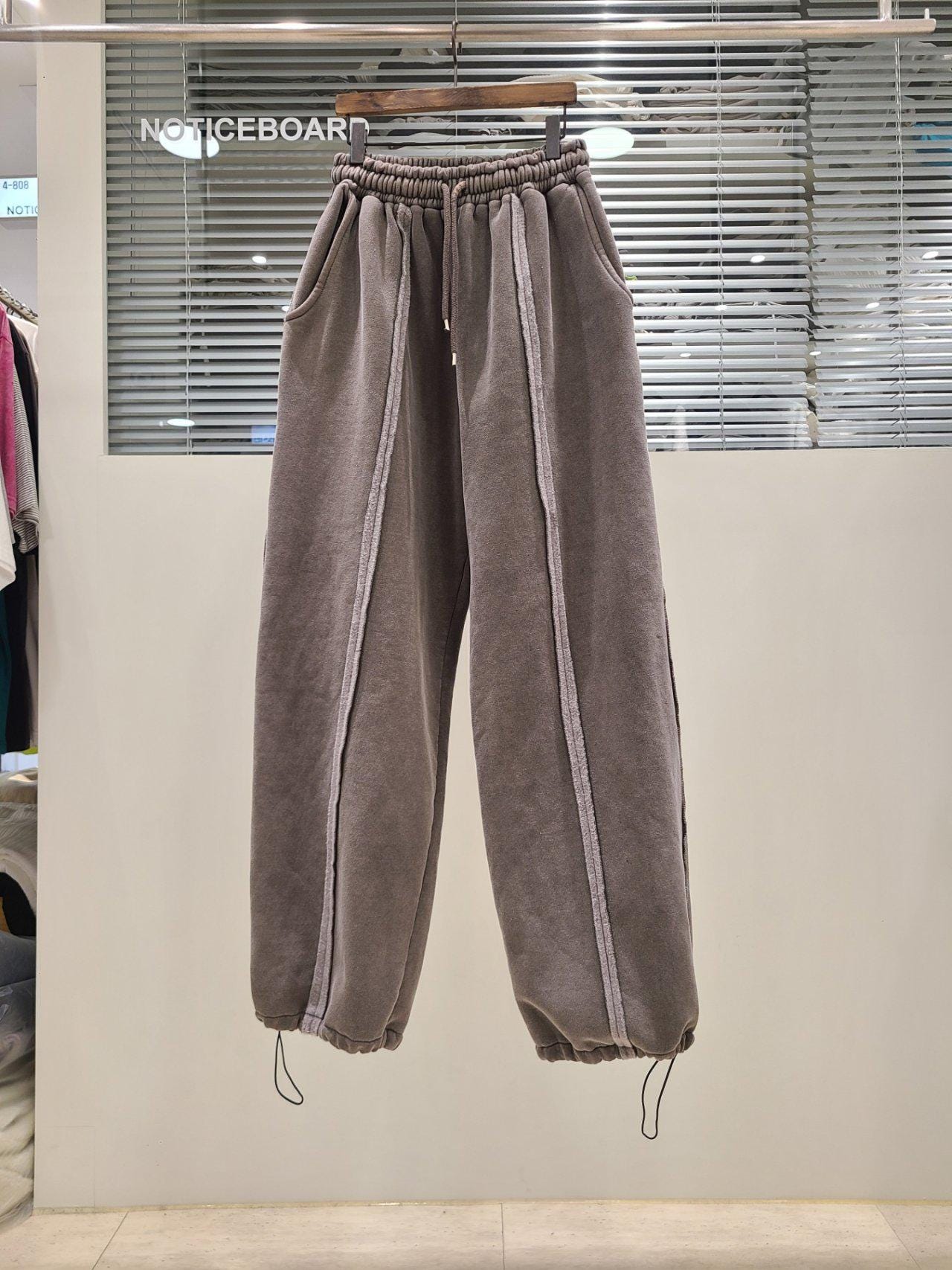 100% Cotton Velour Jogger Pants: Relaxed Fit Minimalist Lounge Trousers