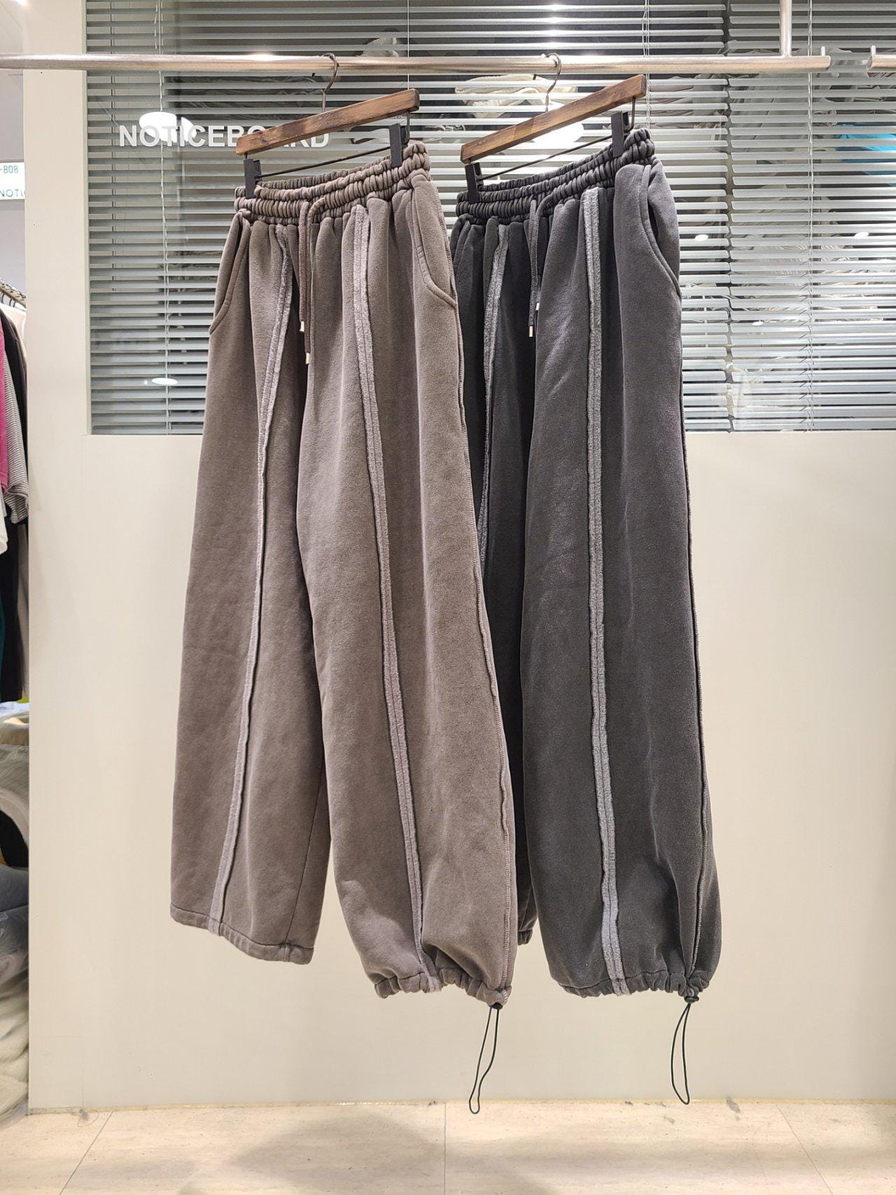 100% Cotton Velour Jogger Pants: Relaxed Fit Minimalist Lounge Trousers