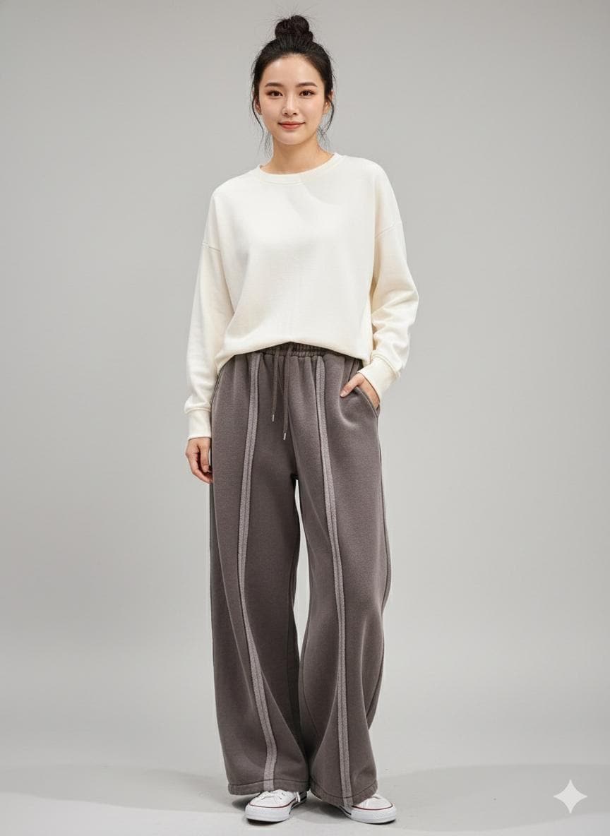 100% Cotton Velour Jogger Pants: Relaxed Fit Minimalist Lounge