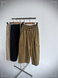 Oversized Utility Cargo Culottes: Wide-Leg Cotton-Blend Twill Pants