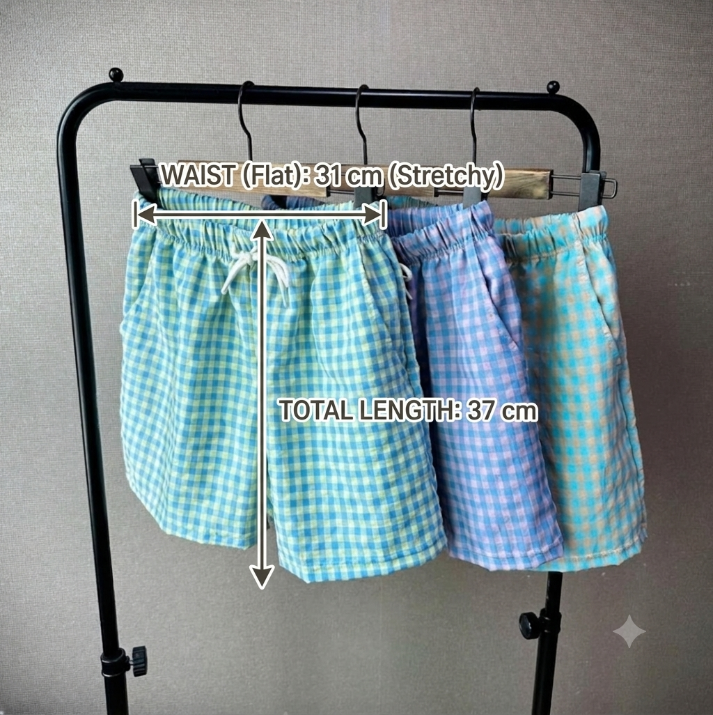 100% Cotton Relaxed Drawstring Shorts | Elastic Waist Casual Summer Shorts | Made in Korea