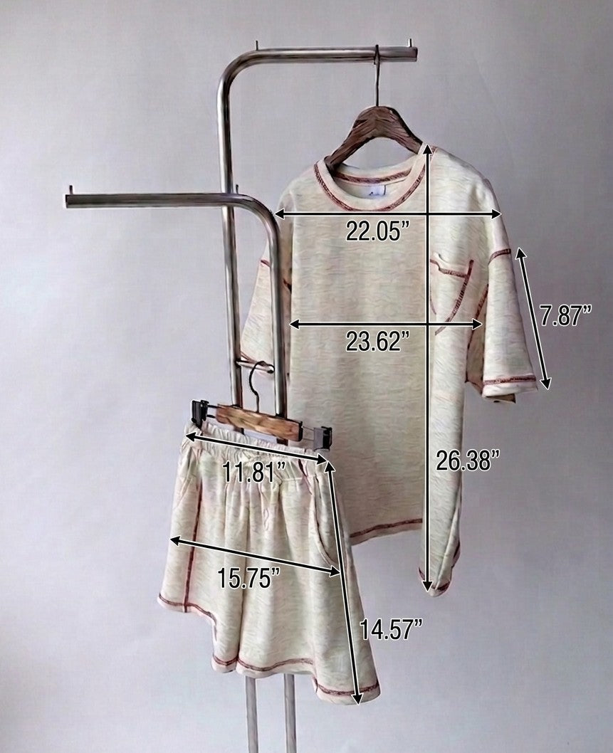 Cozy Two-Piece Lounge Set – Oversized Pocket Tee & Shorts Matching Set